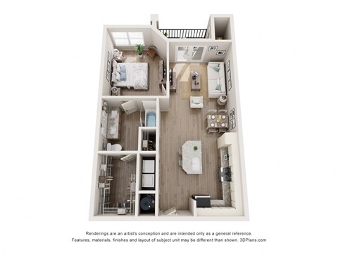 a floor plan of a 1 bedroom floorplan with a bedroom and a living room